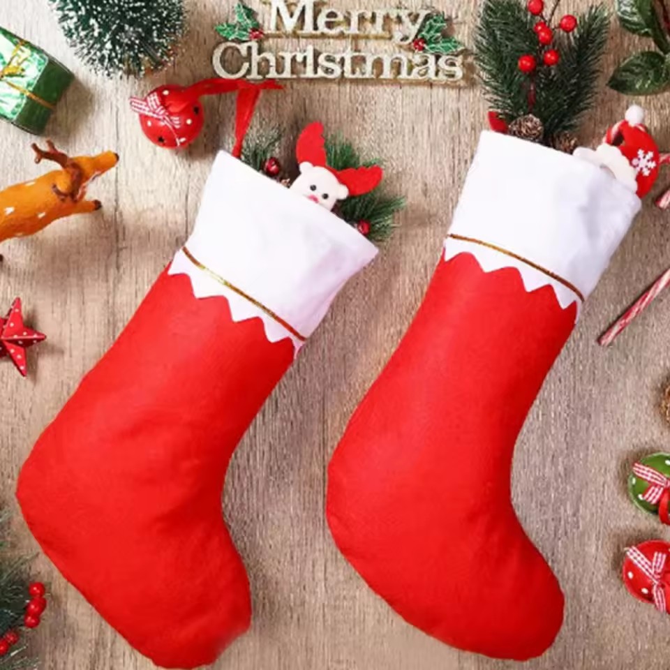 Christmas Stocking Hanging - 1/3/6 Piezas de Calcetines Navideños, Decoración