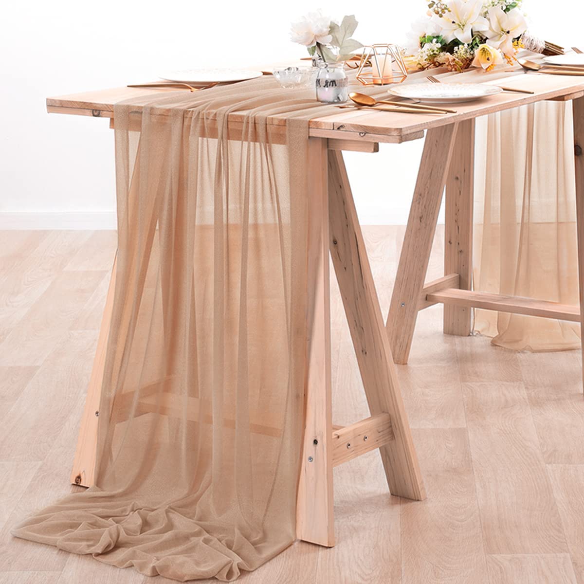 Christmas Table Runner - Camino de mesa de gasa, tela