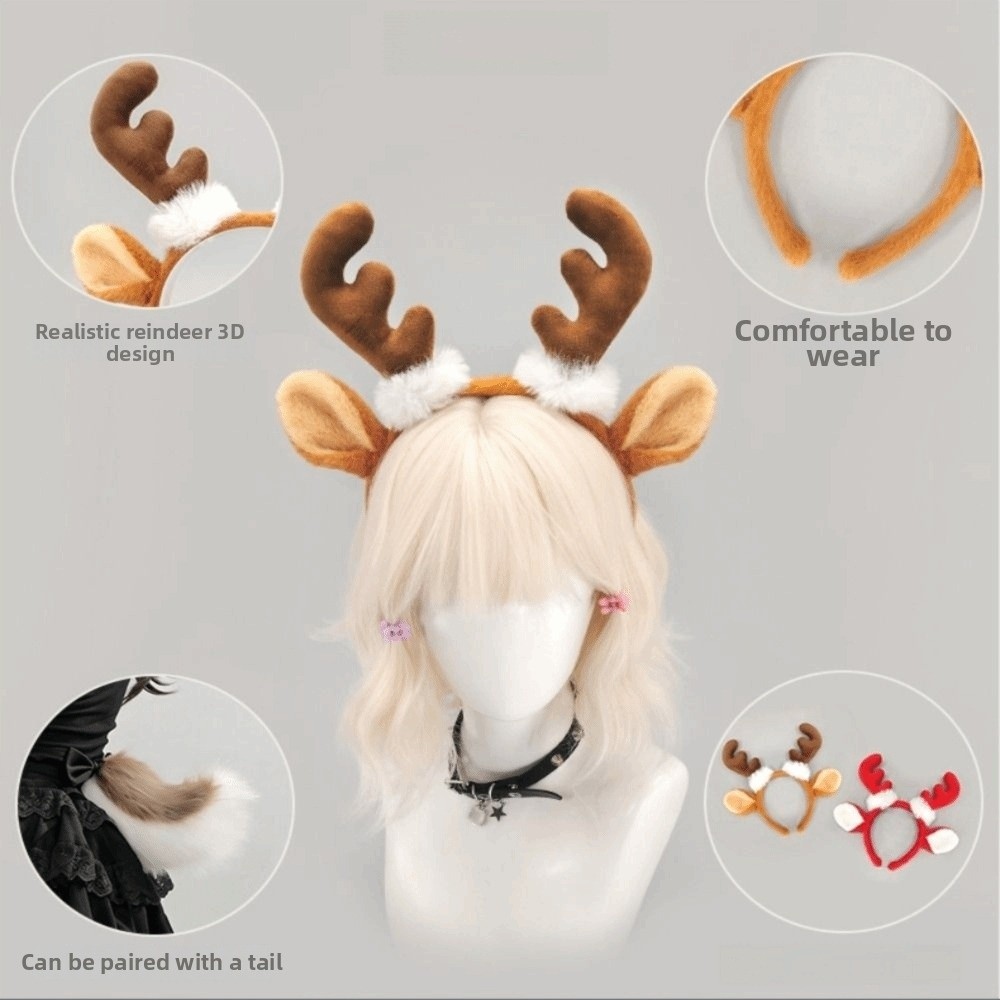 Diadema de peluche con cuernos - Reindeer Antlers Headband reseña y precio